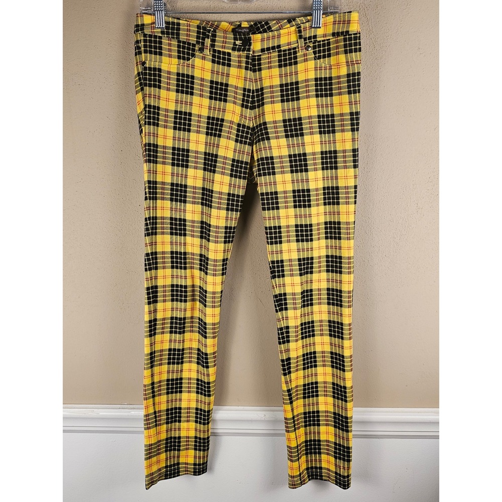 J McLaughlin Womens Yellow Black Red Plaid Pants 8